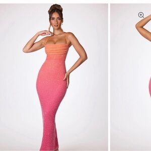 Oh Polly Strapless Pink and Orange Dress